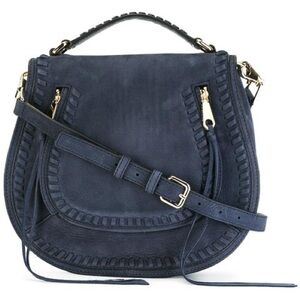 Rebecca Minkoff Suede Vanity Saddle Bag. Blue Crossbody.